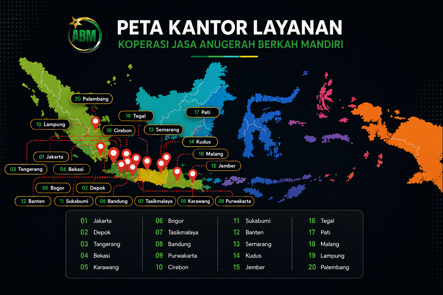 Peta Kantor Layanan KOPJAS ABM
